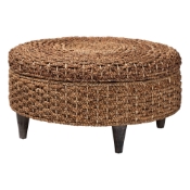 bali & pari Bailey Handwoven Seagrass Storage Ottoman with Lift -Top Lid - Rustic Wicker Trunk or Footrest with Inner Compartment for Living Room or Entryway, Round Baxton Studio restaurant furniture, hotel furniture, commercial furniture, wholesale living room furniture, wholesale storage ottoman, classic storage ottoman